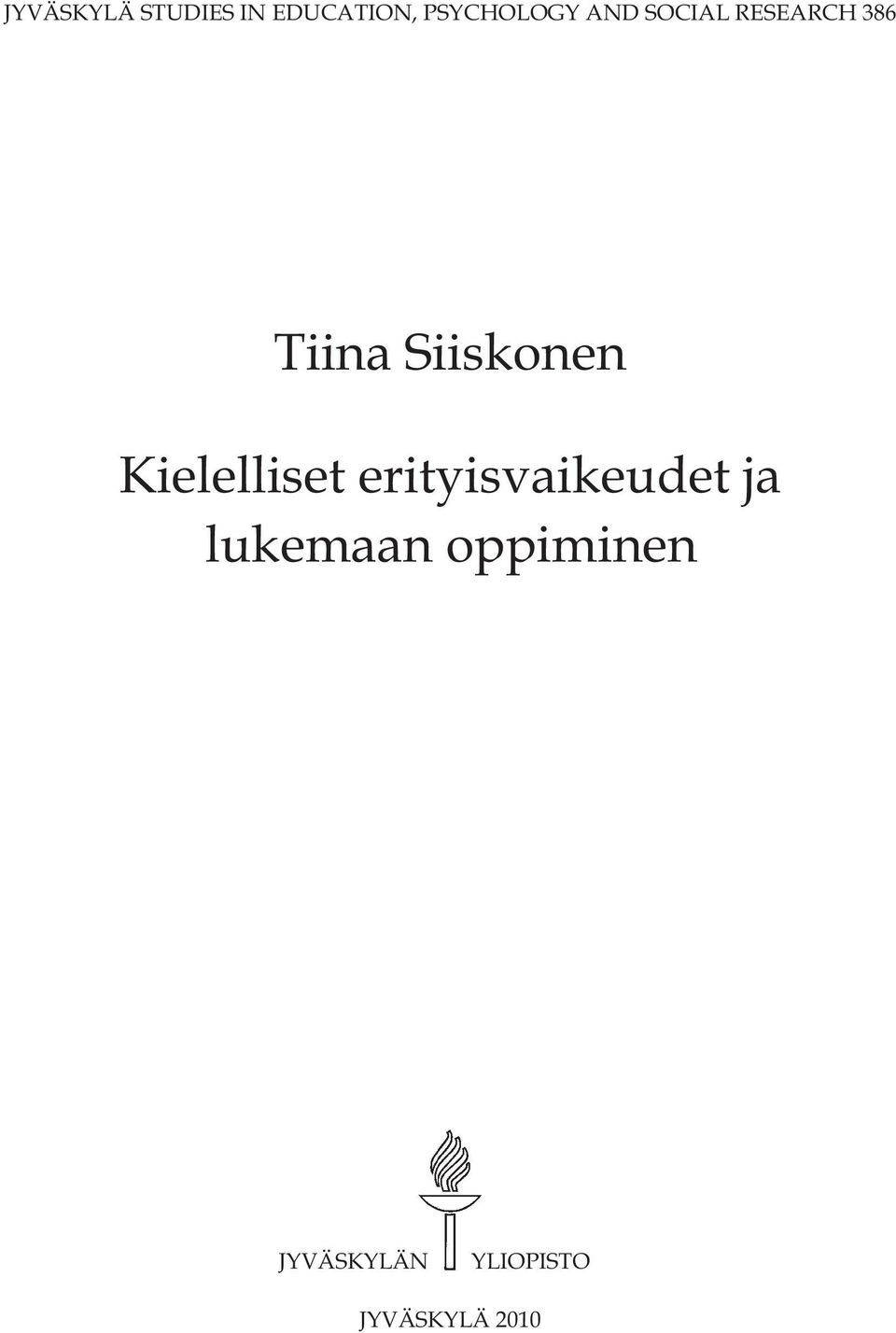 Kielelliset erityisvaikeudet ja lukemaan