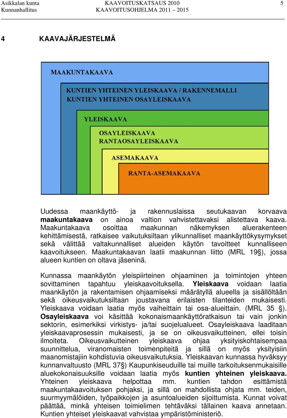kunnalliseen kaavoitukseen. Maakuntakaavan laatii maakunnan liitto (MRL 19 ), jossa alueen kuntien on oltava jäseninä.