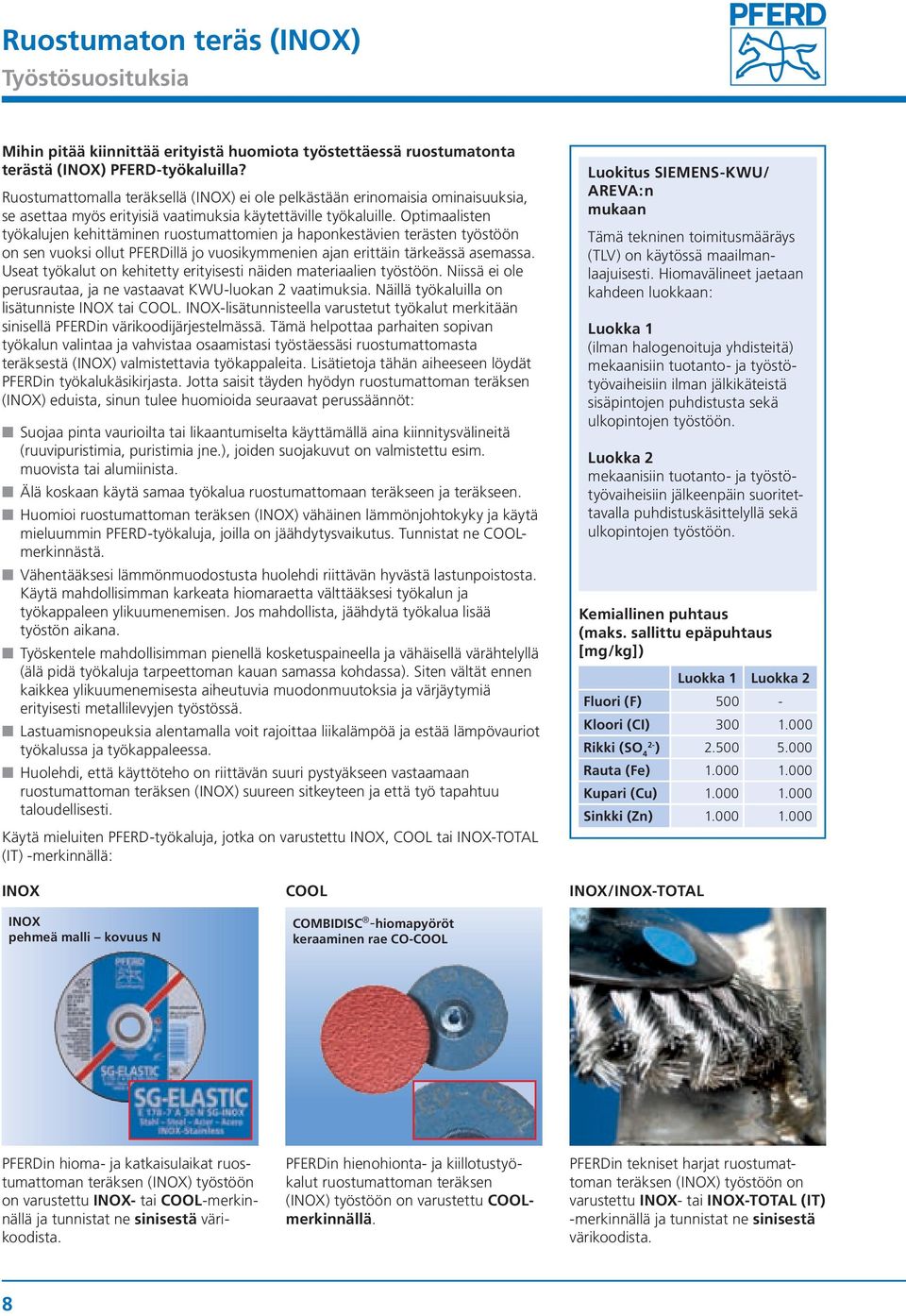 Optimaalisten työkalujen kehittäminen ruostumattomien ja haponkestävien terästen työstöön on sen vuoksi ollut PFERDillä jo vuosikymmenien ajan erittäin tärkeässä asemassa.