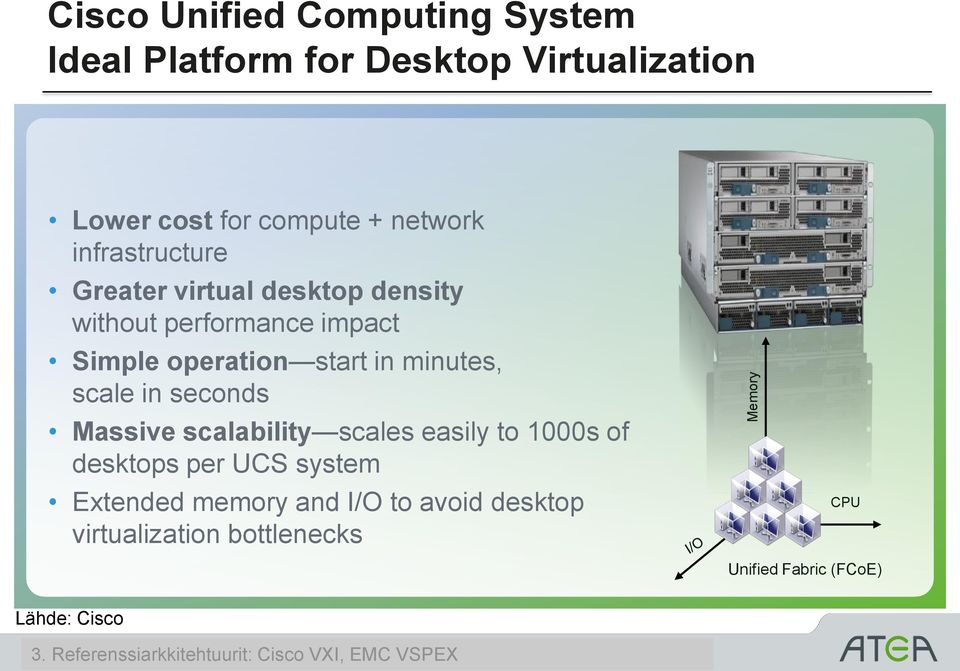in seconds Massive scalability scales easily to 1000s of desktops per UCS system Extended memory and I/O to avoid