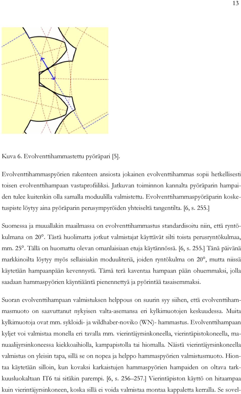 Evolventtihammaspyöräparin kosketuspiste löytyy aina pyöräparin perusympyröiden yhteiseltä tangentilta. [6, s. 255.