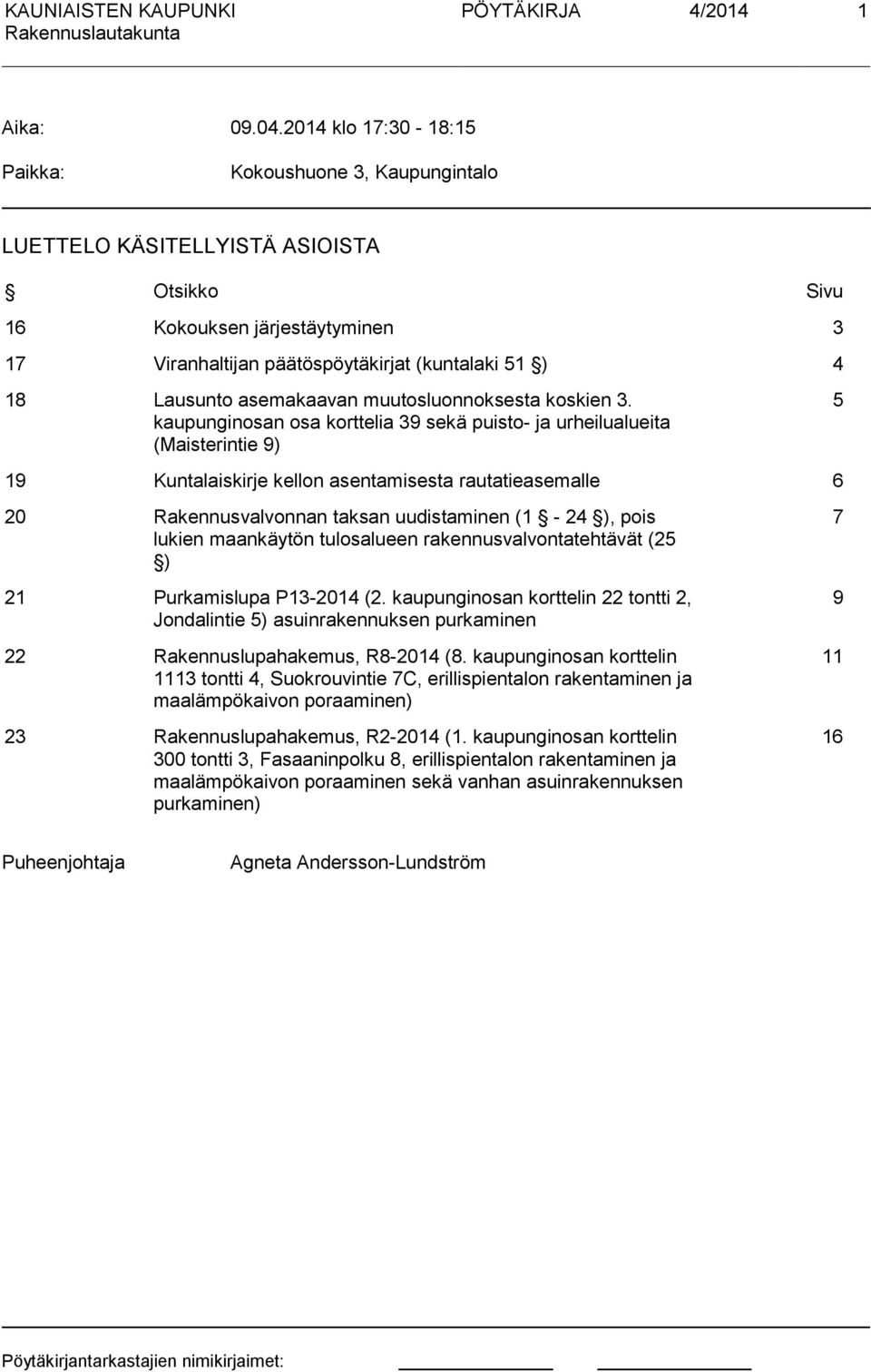 asemakaavan muutosluonnoksesta koskien 3.