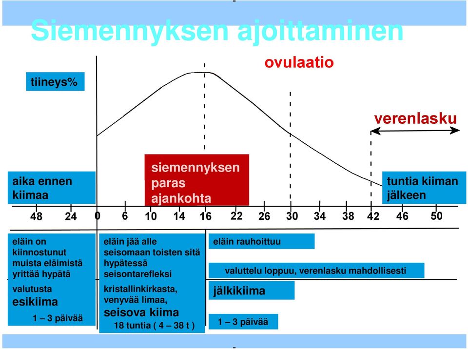 Seminologikoulutuksen kehittämishanke eläin jää alle seisomaan toisten sitä hypätessä seisontarefleksi kristallinkirkasta, seisova venyvää limaa, kiima seisova