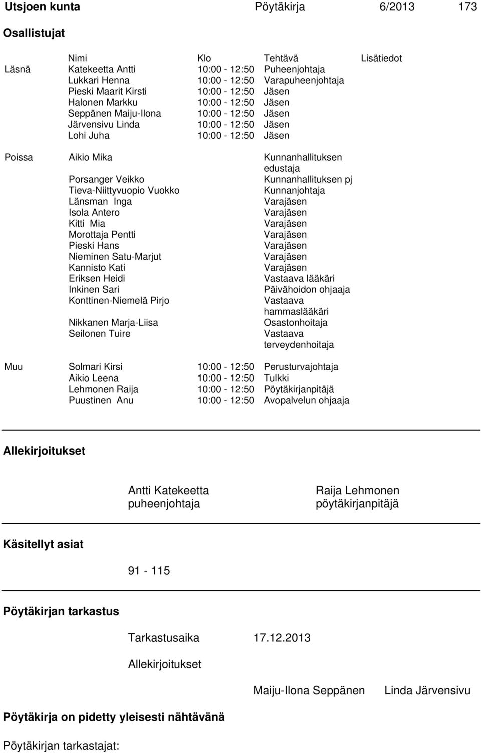 Porsanger Veikko Kunnanhallituksen pj Tieva-Niittyvuopio Vuokko Kunnanjohtaja Länsman Inga Varajäsen Isola Antero Varajäsen Kitti Mia Varajäsen Morottaja Pentti Varajäsen Pieski Hans Varajäsen