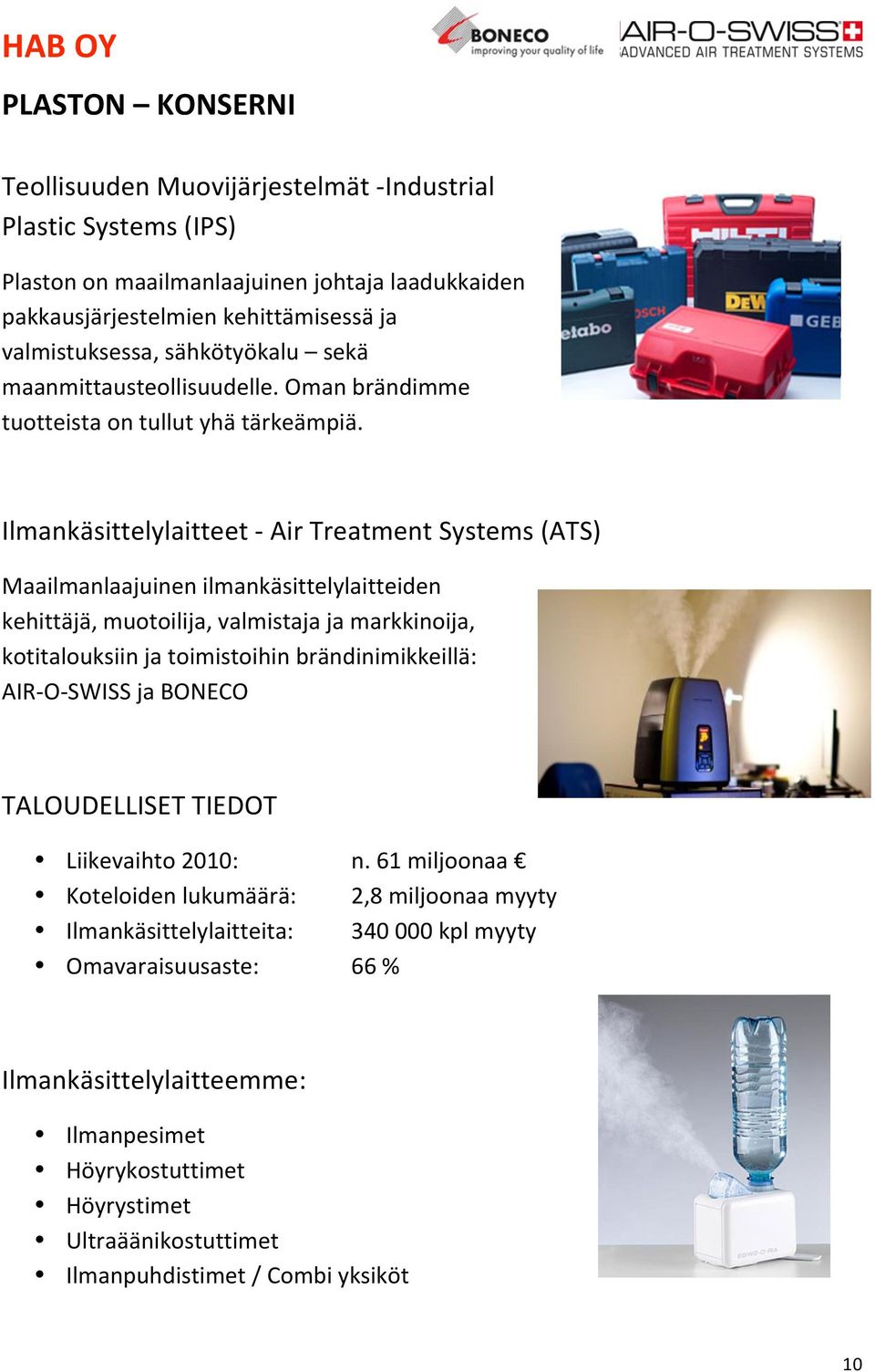 Ilmankäsittelylaitteet Air Treatment Systems (ATS) Maailmanlaajuinen ilmankäsittelylaitteiden kehittäjä, muotoilija, valmistaja ja markkinoija, kotitalouksiin ja toimistoihin brändinimikkeillä: