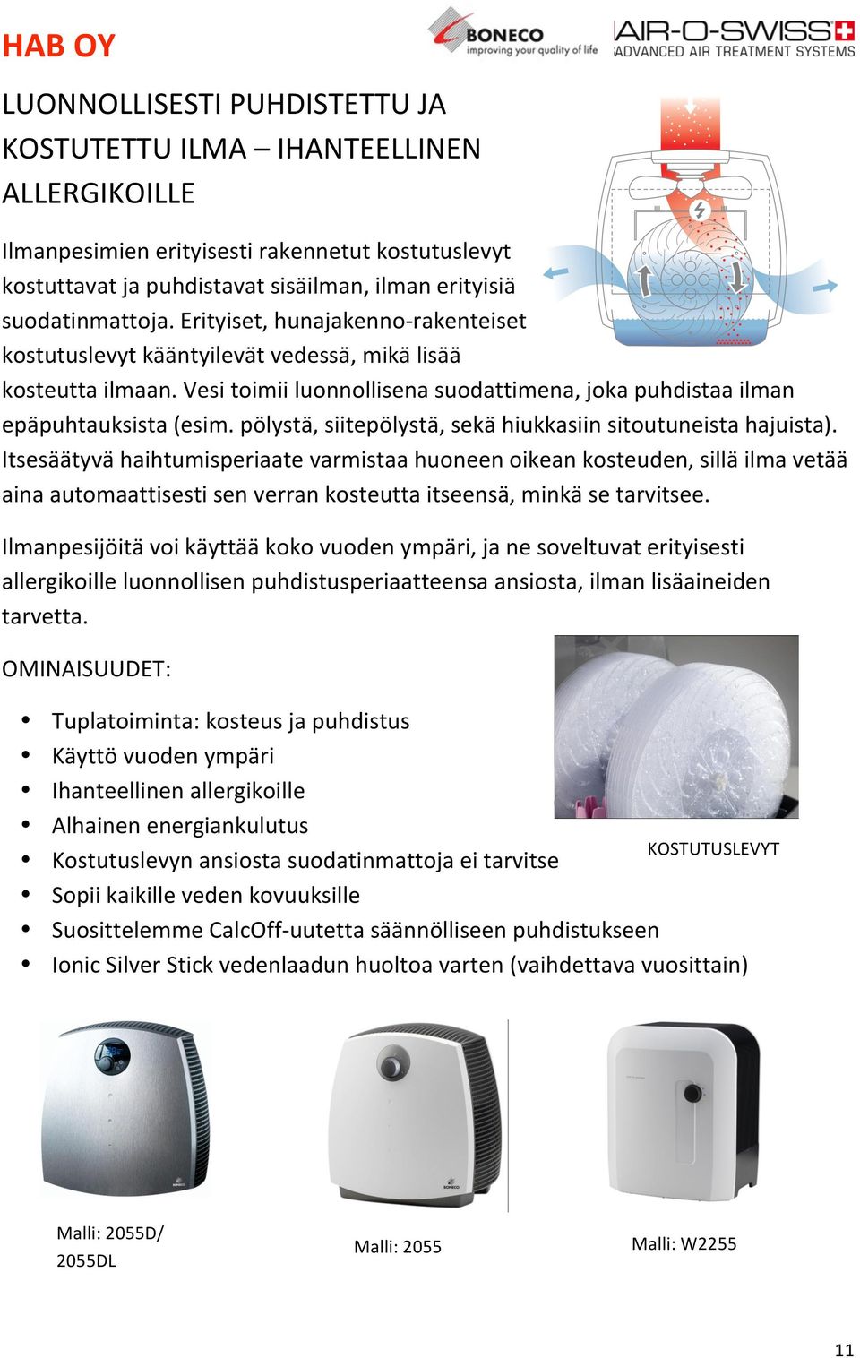 pölystä,siitepölystä,sekähiukkasiinsitoutuneistahajuista). Itsesäätyvähaihtumisperiaatevarmistaahuoneenoikeankosteuden,silläilmavetää ainaautomaattisestisenverrankosteuttaitseensä,minkäsetarvitsee.