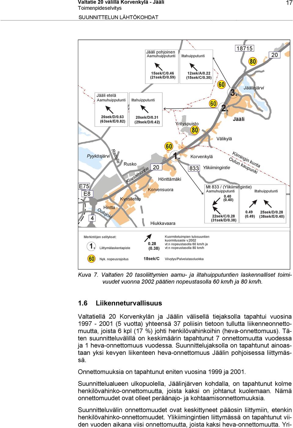 59) 20 60 Hönttämäki Korvensuora Hiukkavaara Yrityspuisto 1. 12sek/A/0.22 (15sek/C/0.30) 80 Korvenkylä 833 60 60 2. Välikylä Ylikiimingintie 3. 22sek/C/0.28 (31sek/D/0.