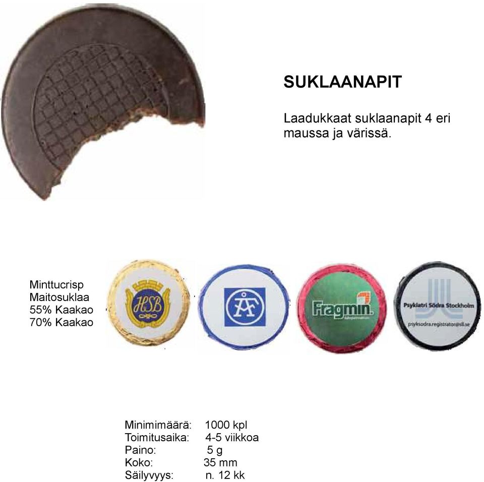 Minttucrisp Maitosuklaa 55% Kaakao 70%