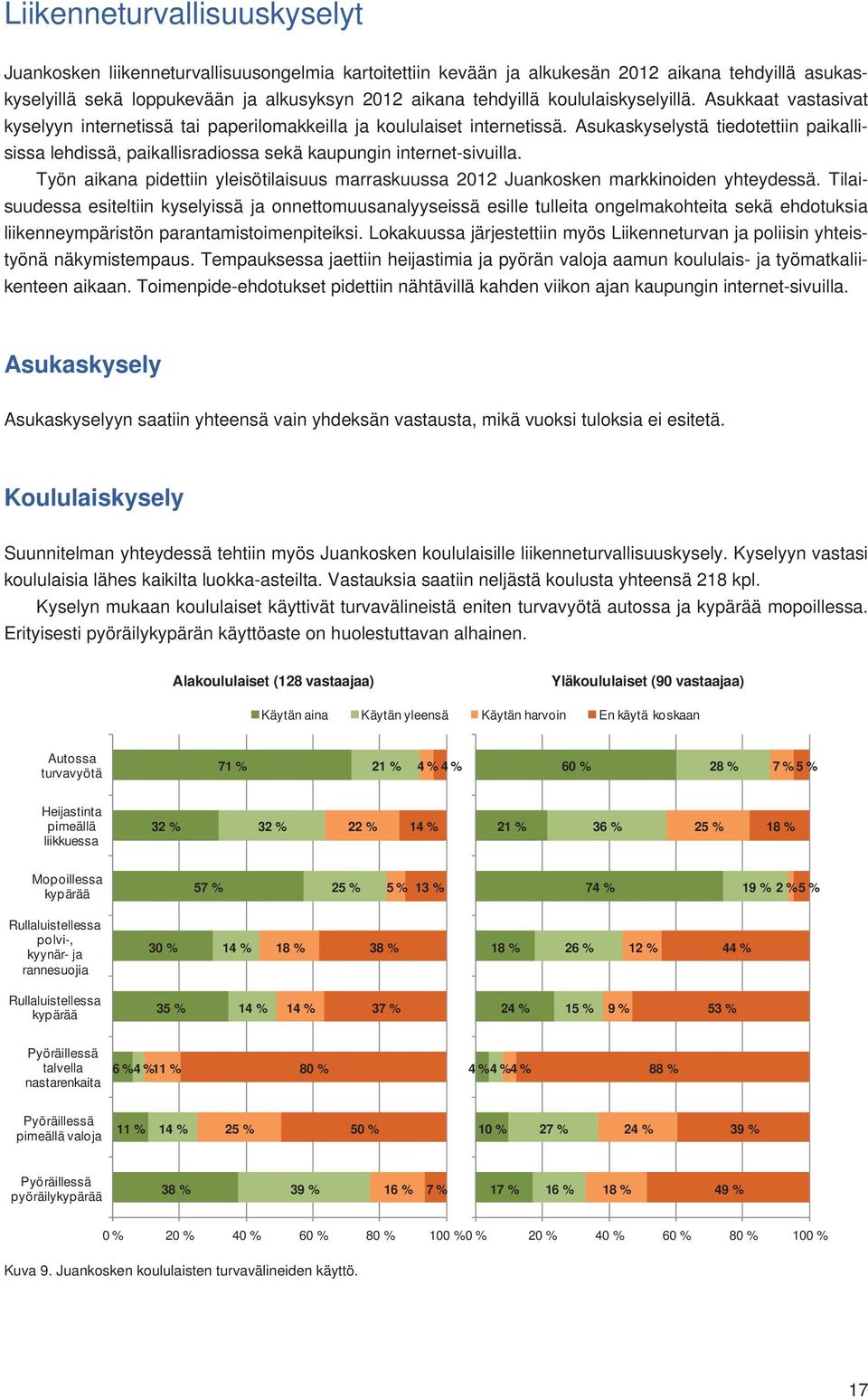 Asukaskyselystä tiedotettiin paikallisissa lehdissä, paikallisradiossa sekä kaupungin internet-sivuilla. Työn aikana pidettiin yleisötilaisuus marraskuussa 2012 Juankosken markkinoiden yhteydessä.