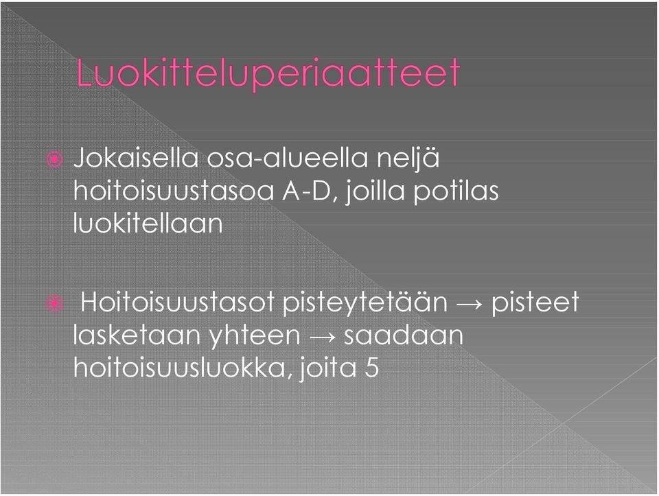 luokitellaan Hoitoisuustasot pisteytetään