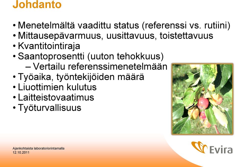 Kvantitointiraja Saantoprosentti (uuton tehokkuus) Vertailu