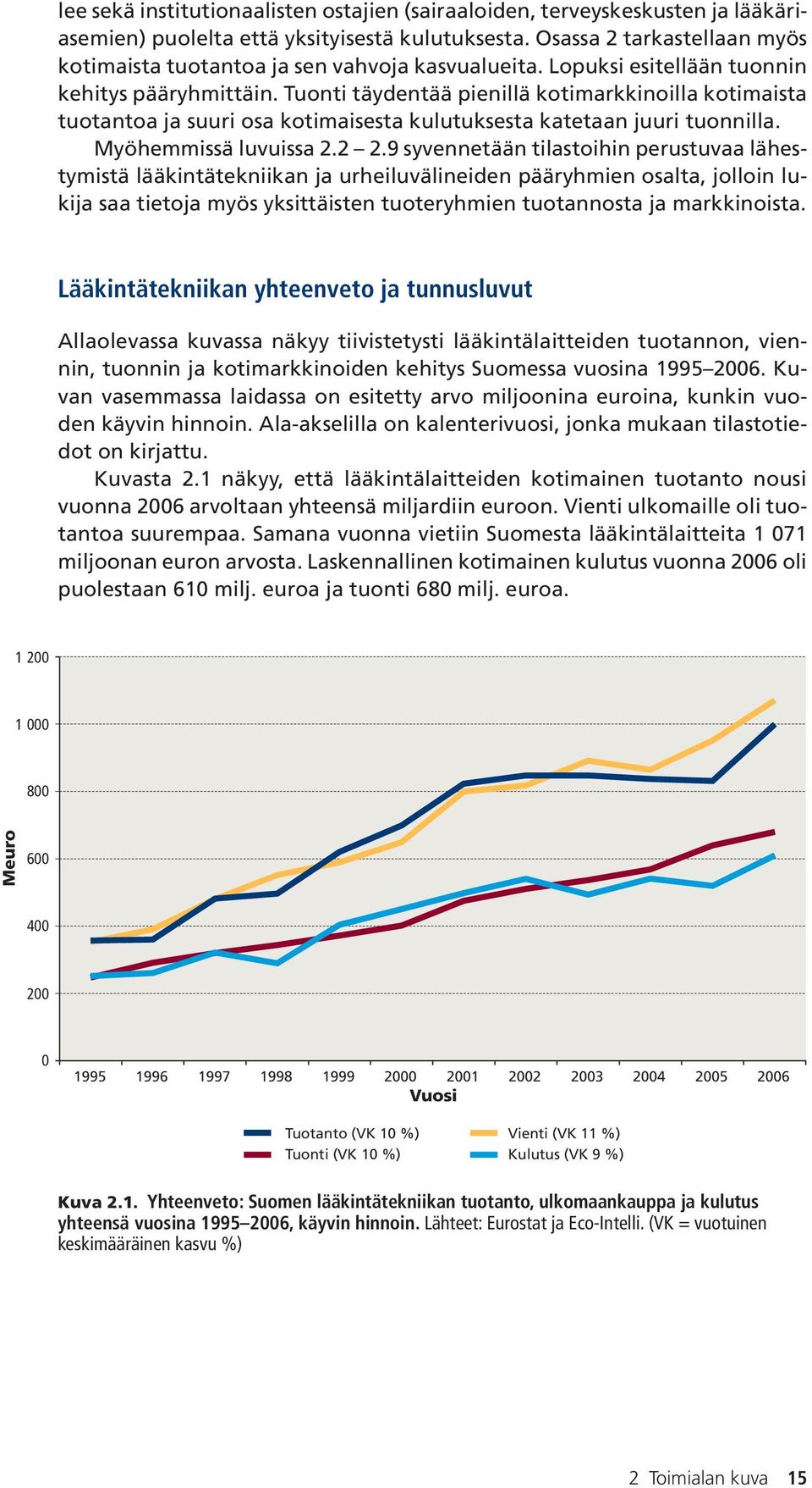 Tuonti täydentää pienillä kotimarkkinoilla kotimaista tuotantoa ja suuri osa kotimaisesta kulutuksesta katetaan juuri tuonnilla. Myöhemmissä luvuissa 2.2 2.
