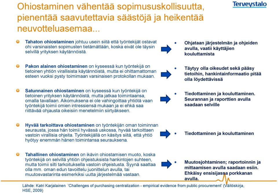 Pakon alainen ohiostaminen on kyseessä kun työntekijä on tietoinen yhtiön virallisista käytännöistä, mutta ei ohittamattoman esteen vuoksi pysty toimimaan varsinaisen protokollan mukaan.