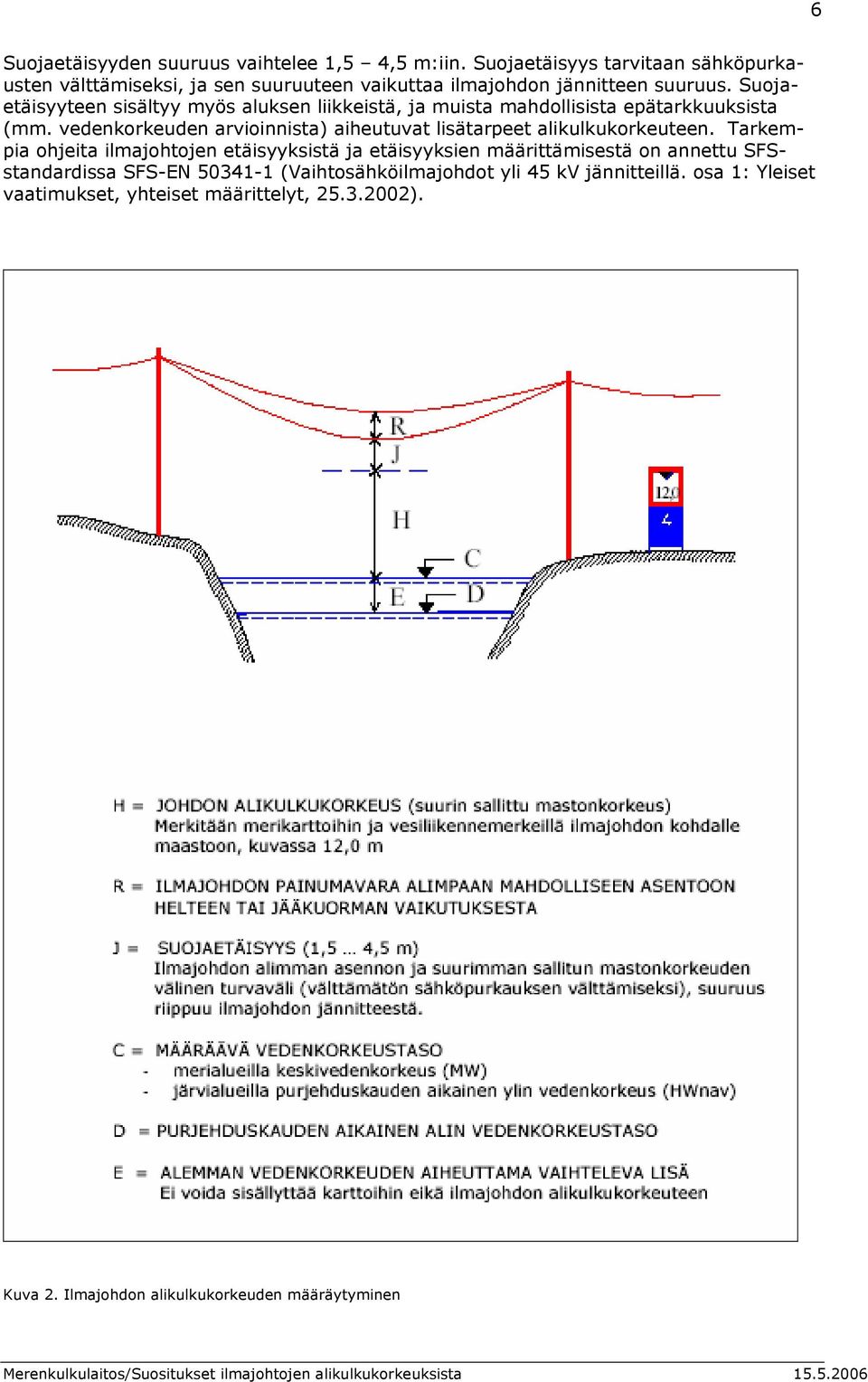 Tarkempia ohjeita ilmajohtojen etäisyyksistä ja etäisyyksien määrittämisestä on annettu SFSstandardissa SFS-EN 50341-1 (Vaihtosähköilmajohdot yli 45 kv jännitteillä.