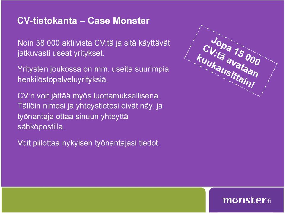 CV:n voit jättää myös luottamuksellisena.