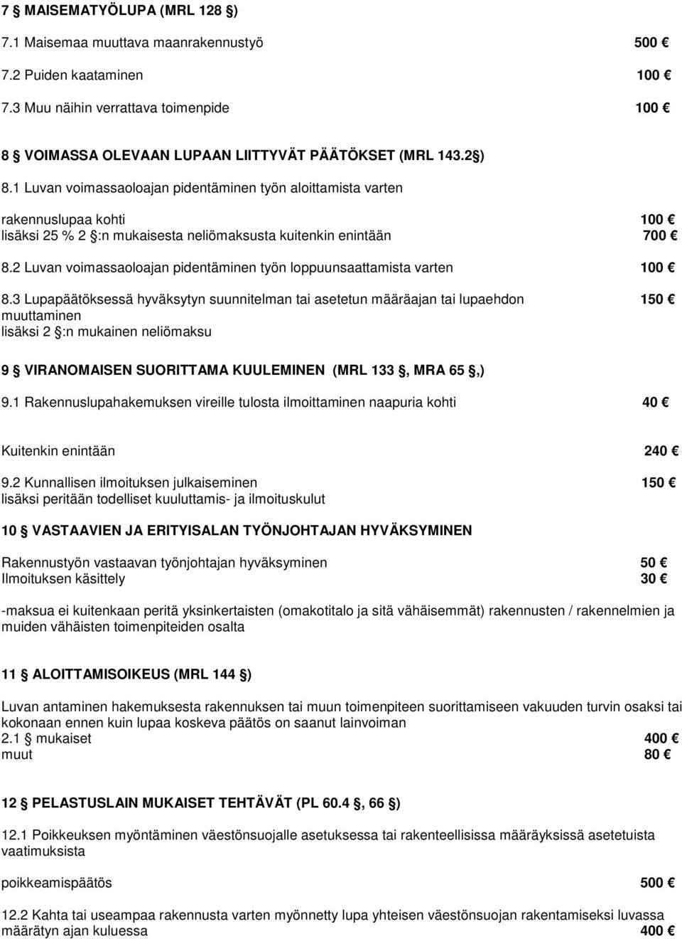 2 Luvan voimassaoloajan pidentäminen työn loppuunsaattamista varten 100 8.