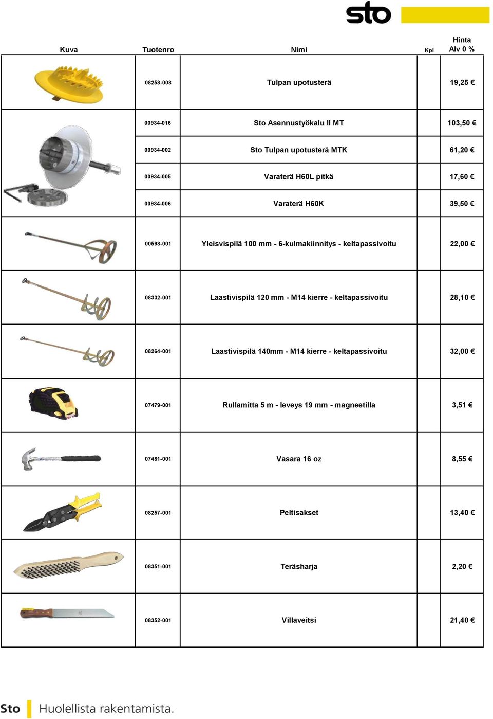 Laastivispilä 120 mm - M14 kierre - keltapassivoitu 28,10 08264-001 Laastivispilä 140mm - M14 kierre - keltapassivoitu 32,00 07479-001