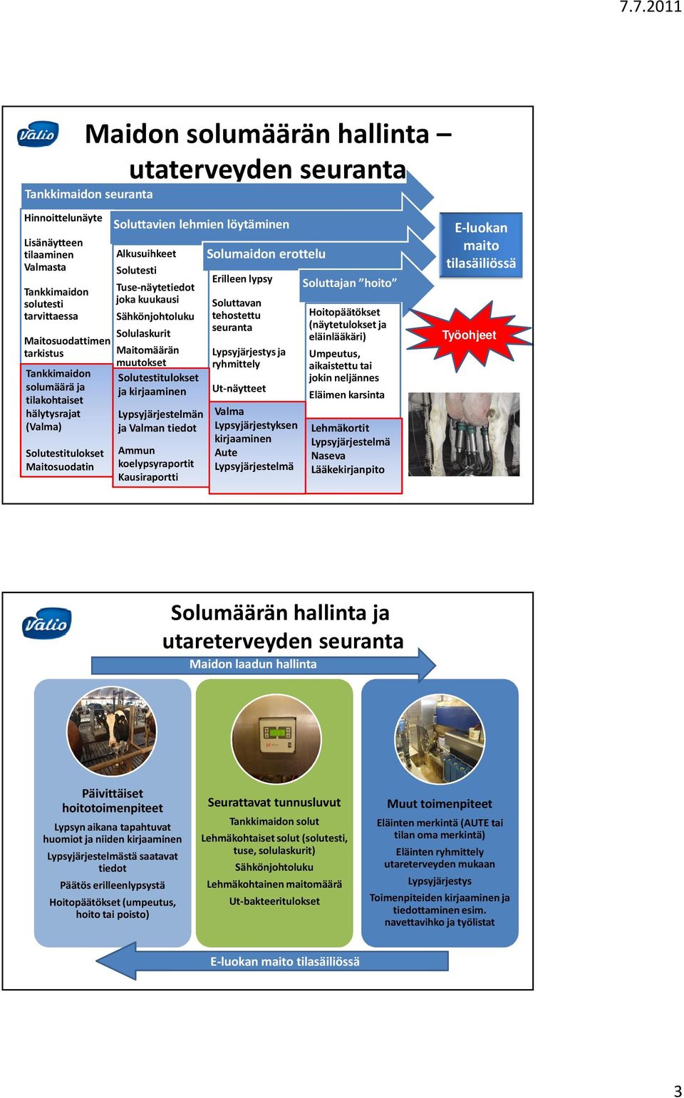 Solutestitulokset Maitosuodatin Ammun koelypsyraportit Kausiraportti Soluttavan tehostettu Lypsyjärjestys ja ryhmittely Ut-näytteet Valma Lypsyjärjestyksen kirjaaminen Aute Lypsyjärjestelmä