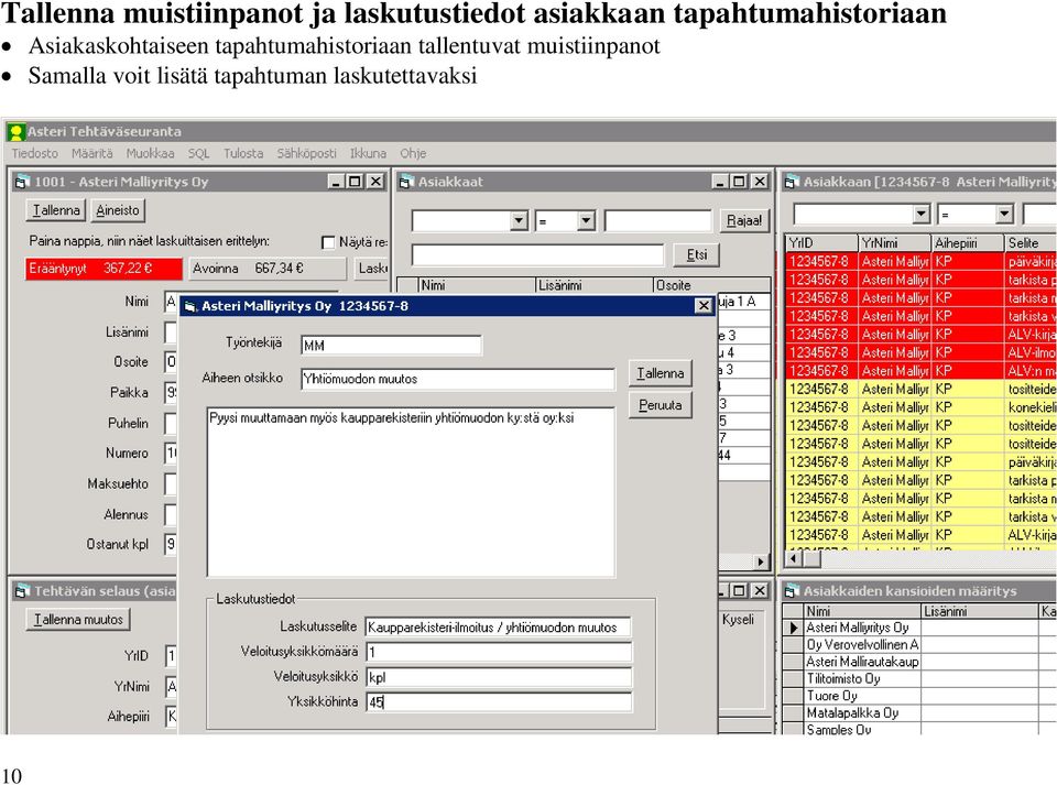 Asiakaskohtaiseen tapahtumahistoriaan