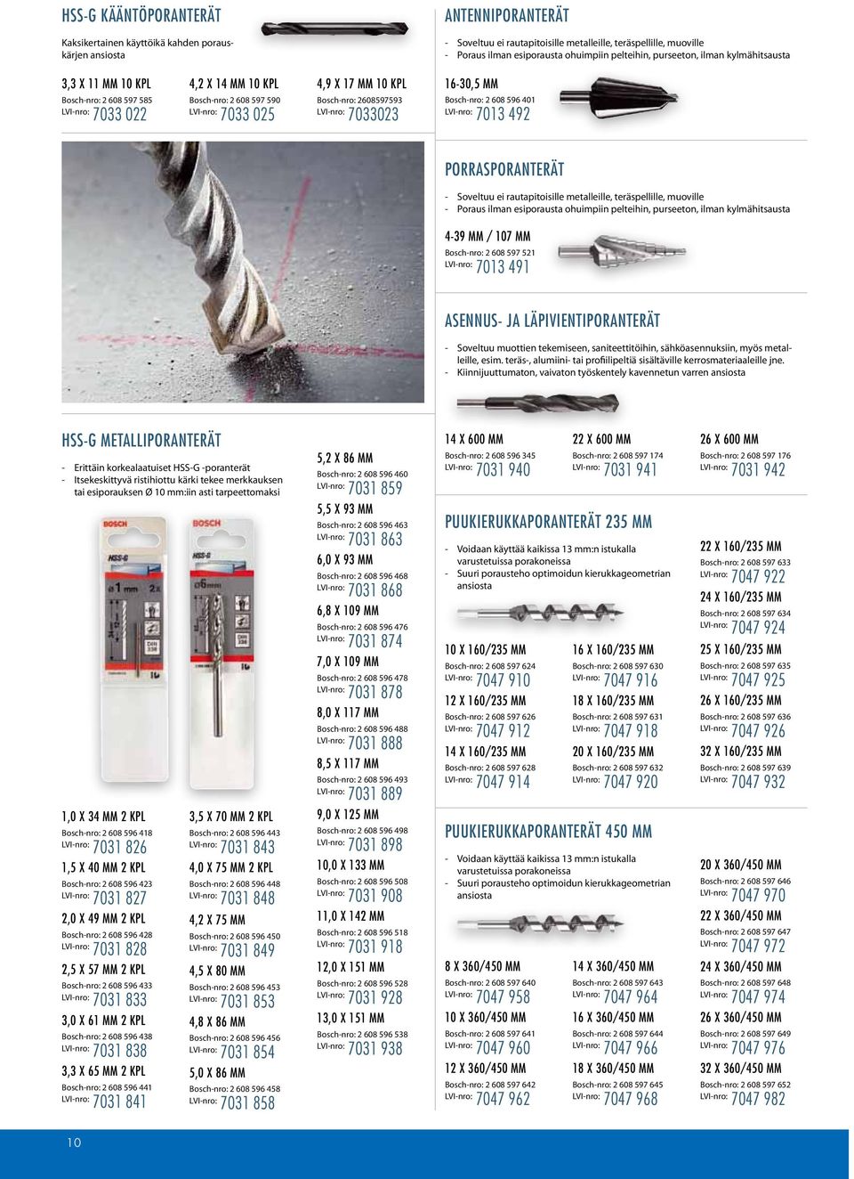 16-30,5 MM Bosch-nro: 2 608 596 401 7013 492 Porrasporanterät - Soveltuu ei rautapitoisille metalleille, teräspellille, muoville - Poraus ilman esiporausta ohuimpiin pelteihin, purseeton, ilman