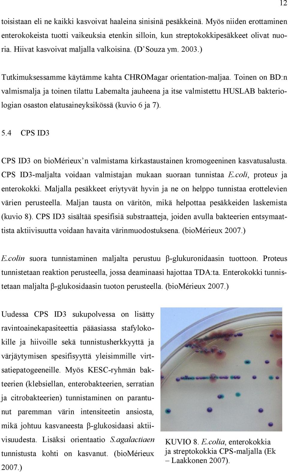Toinen on BD:n valmismalja ja toinen tilattu Labemalta jauheena ja itse valmistettu HUSLAB bakteriologian osaston elatusaineyksikössä (kuvio 6 ja 7). 5.