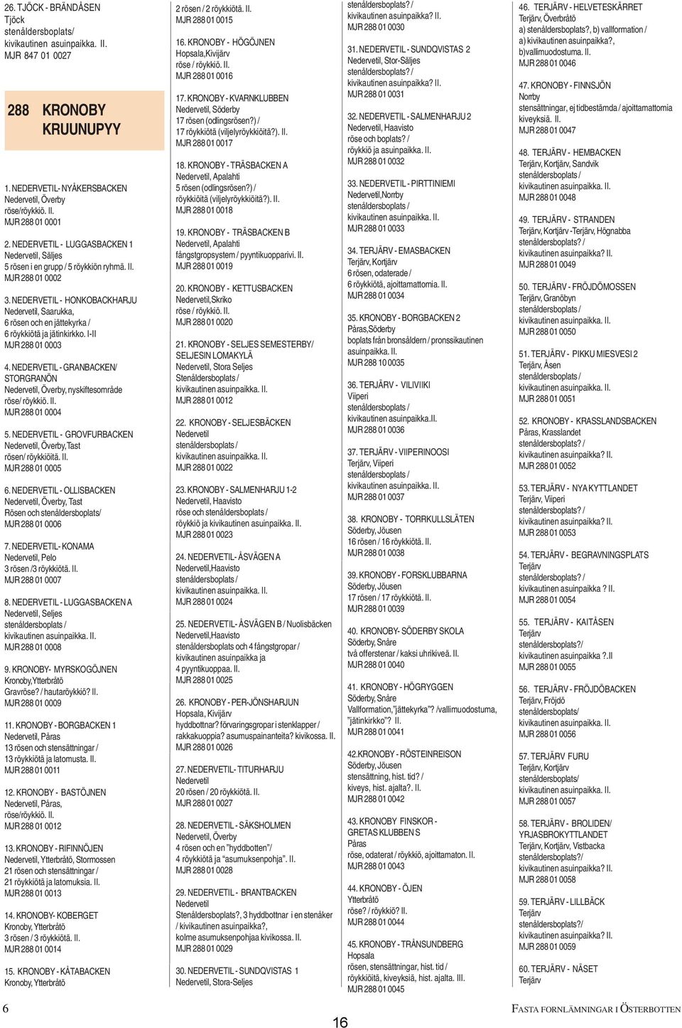 NEDERVETIL - HONKOBACKHARJU Nedervetil, Saarukka, 6 rösen och en jättekyrka / 6 röykkiötä ja jätinkirkko. I-II MJR 288 01 0003 4.