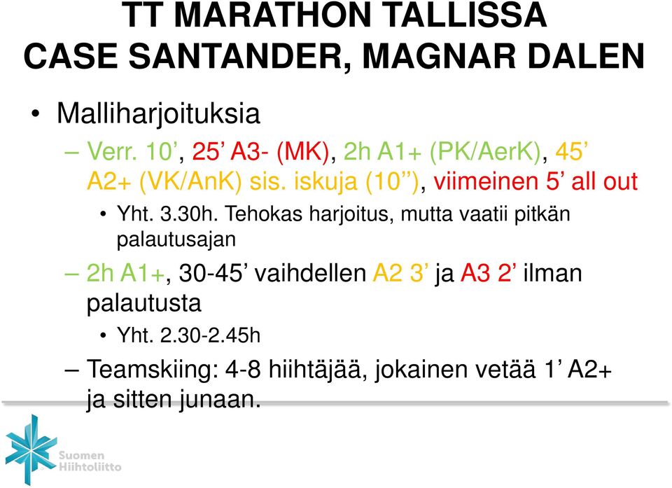 iskuja (10 ), viimeinen 5 all out Yht. 3.30h.