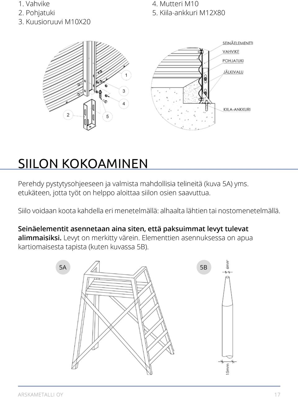 etukäteen, jotta työt on helppo aloittaa siilon osien saavuttua.