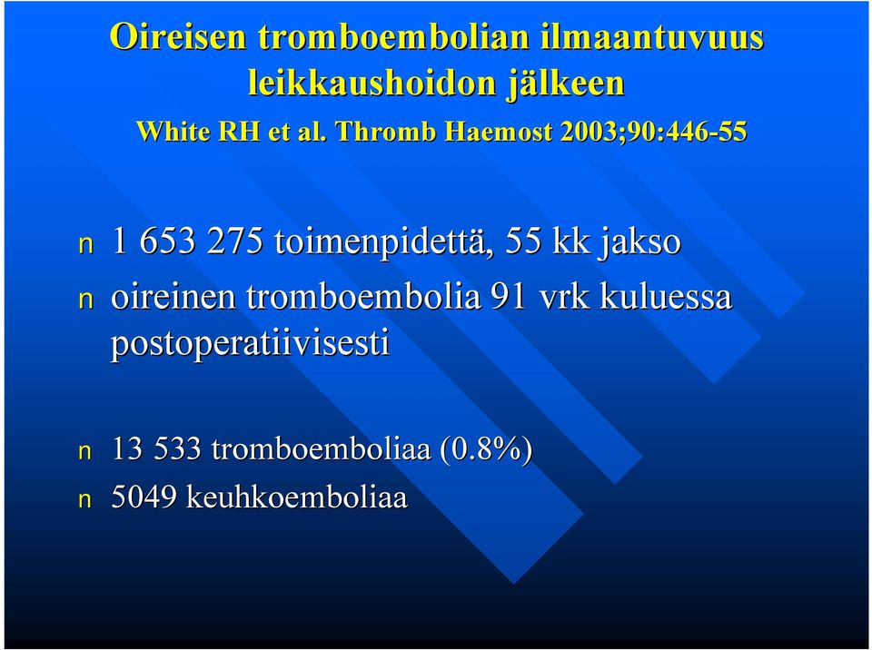 Thromb Haemost 2003;90:446 55 1 653 275 toimenpidettä,, 55 kk