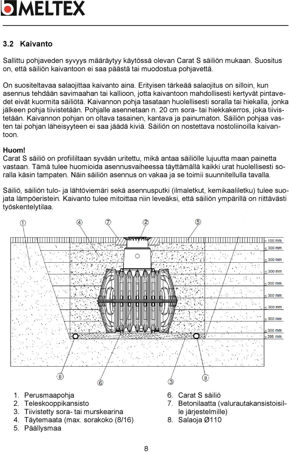 Erityisen tärkeää salaojitus on silloin, kun asennus tehdään savimaahan tai kallioon, jotta kaivantoon mahdollisesti kertyvät pintavedet eivät kuormita säiliötä.
