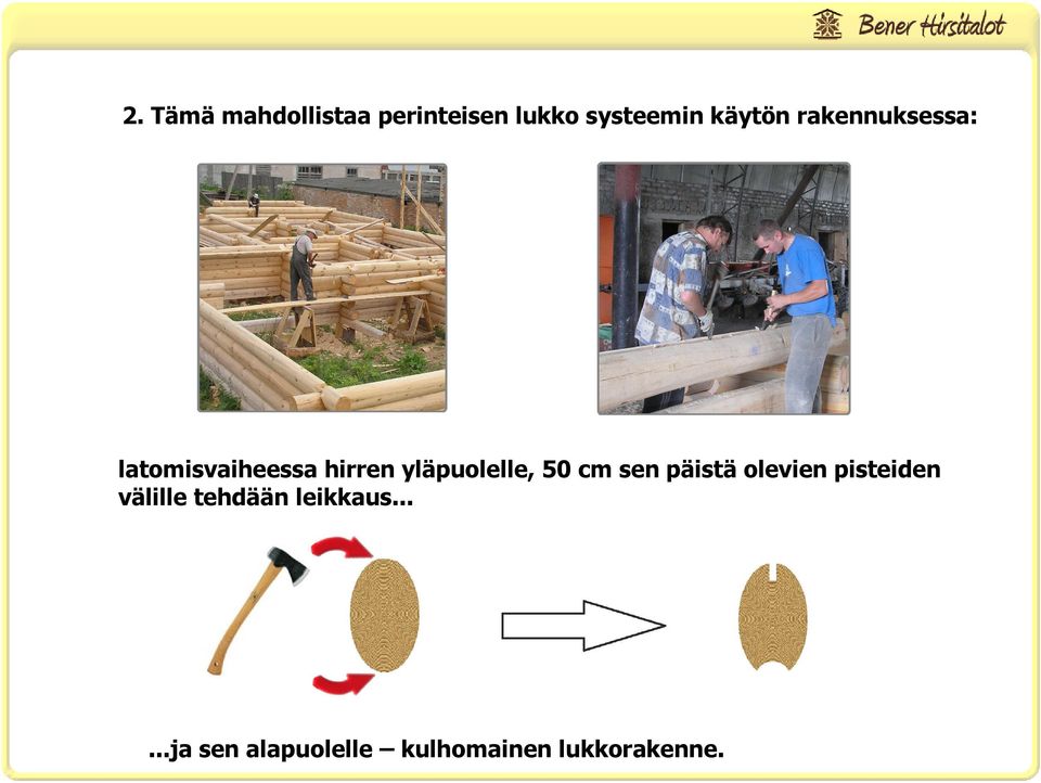 yläpuolelle, 50 cm sen päistä olevien pisteiden