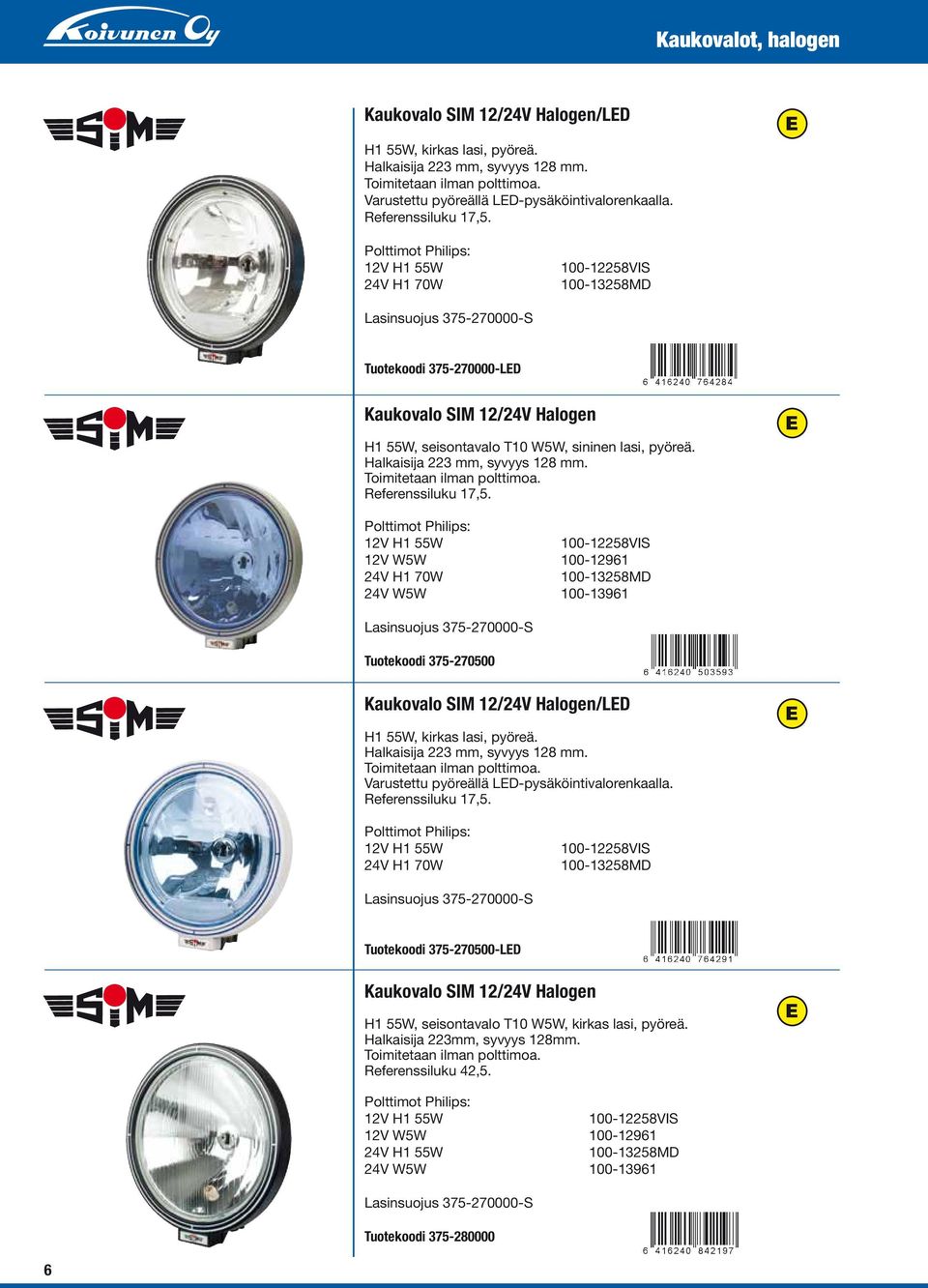 Halkaisija 223 mm, syvyys 128 mm. Toimitetaan ilman polttimoa. Referenssiluku 17,5.