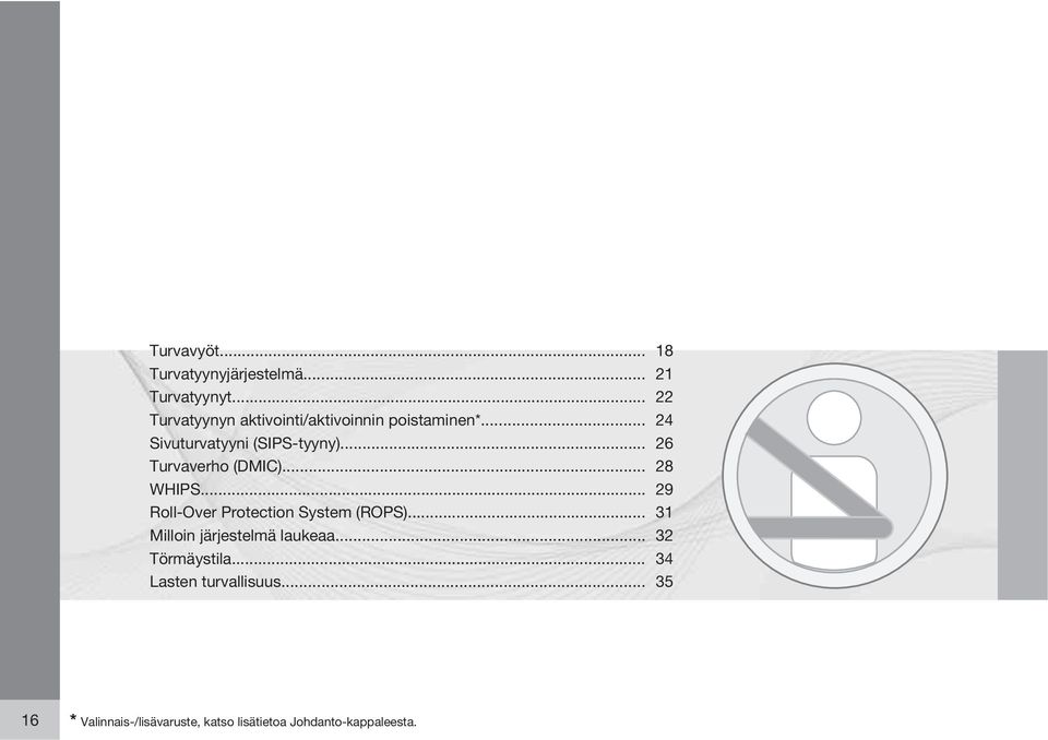 .. 26 Turvaverho (DMIC)... 28 WHIPS... 29 Roll-Over Protection System (ROPS).