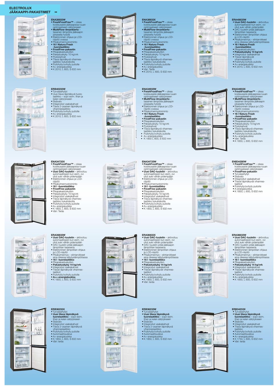 600, S 632 mm ENA38933X FreshFrostFree oikea kosteusaste jääkaapissa ruuan optimaaliseen säilytykseen MultiFlow-ilmankierto tasainen lämpötila jääkaapin jokaisella hyllyllä Elektroninen ohjaus ja LCD