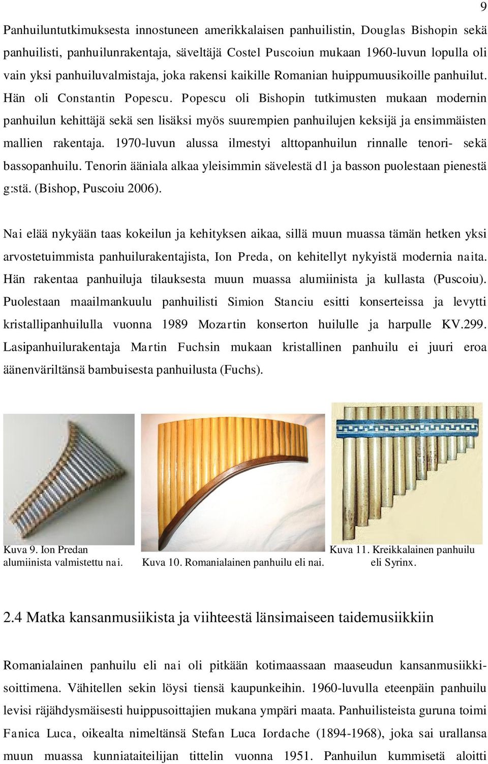 Popescu oli Bishopin tutkimusten mukaan modernin panhuilun kehittäjä sekä sen lisäksi myös suurempien panhuilujen keksijä ja ensimmäisten mallien rakentaja.