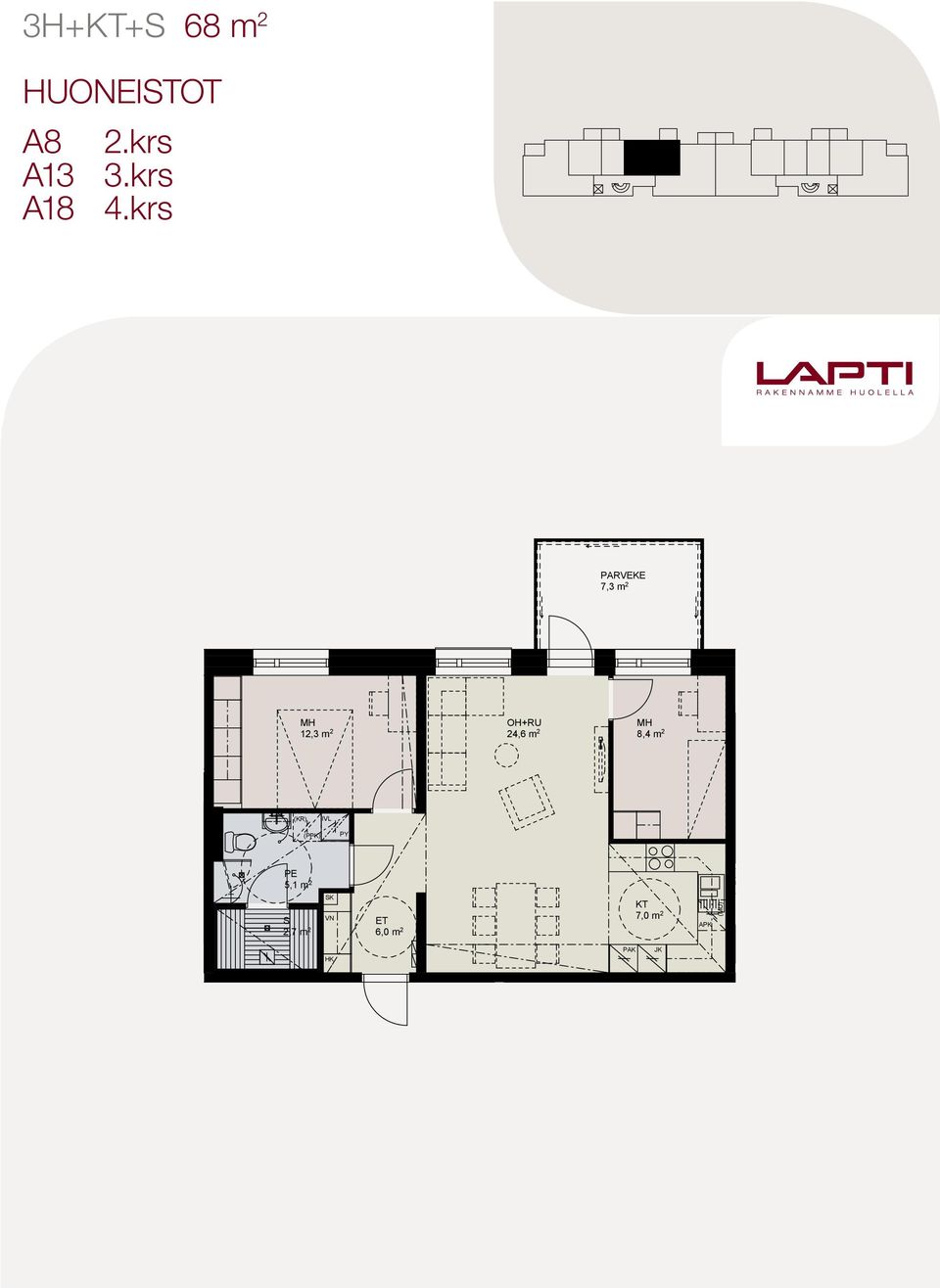 krs PARVEKE 7,3 m 2 12,3 m 2 +RU 24,6 m 2 8,4 m 2 5,1 m 2 2,7 m