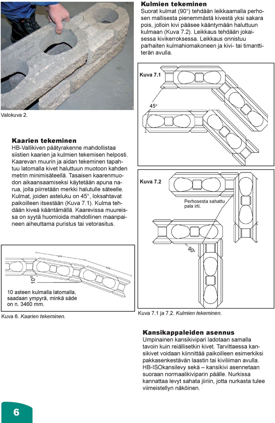 45 o Kaarien tekeminen HB-Vallikiven päätyrakenne mahdollistaa siistien kaarien ja kulmien tekemisen helposti.