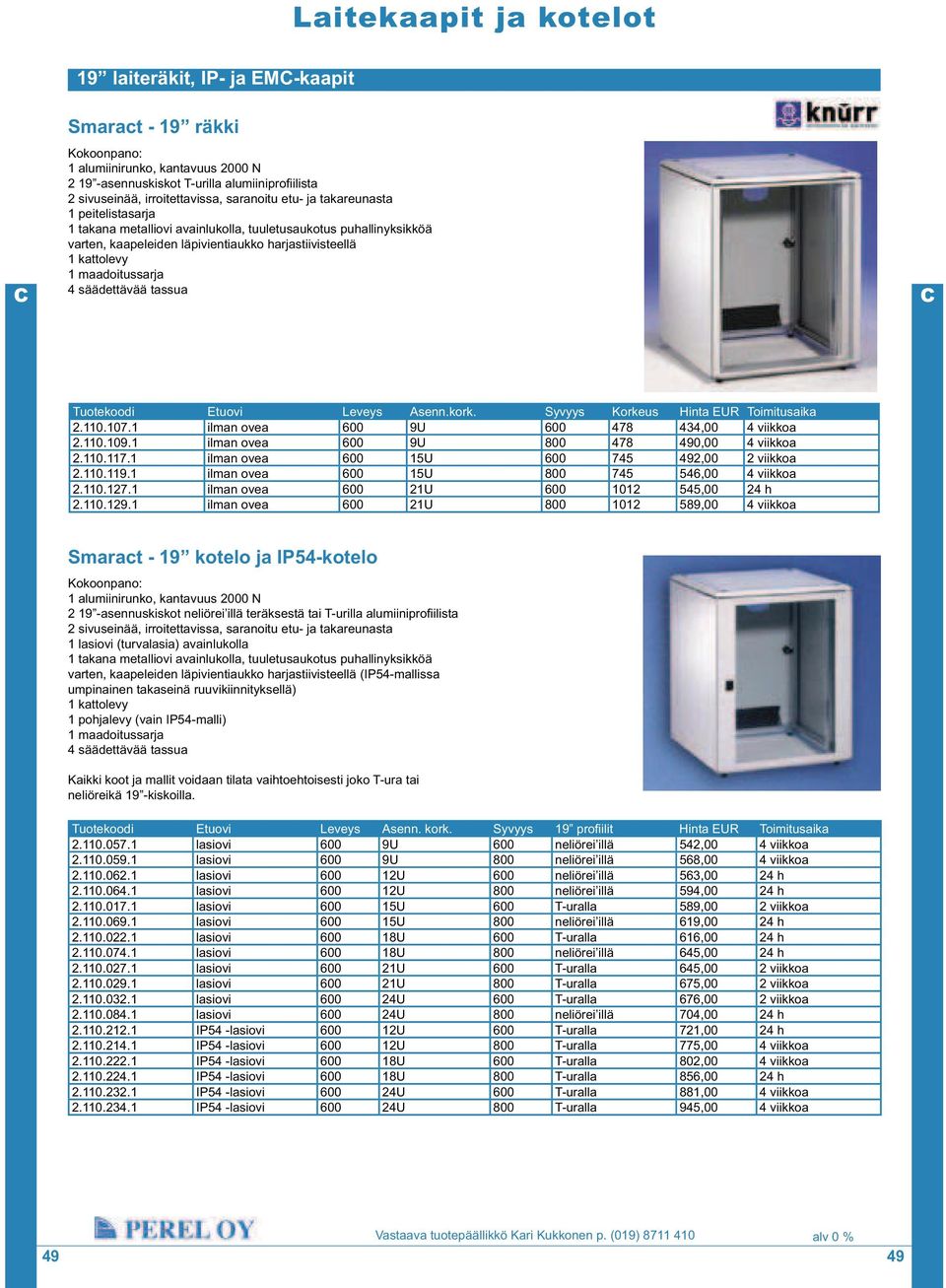 Etuovi Leveys Asenn.kork. Syvyys Korkeus Hinta EUR Toimitusaika 2.110.107.1 ilman ovea 600 9U 600 478 434,00 4 viikkoa 2.110.109.1 ilman ovea 600 9U 800 478 490,00 4 viikkoa 2.110.117.