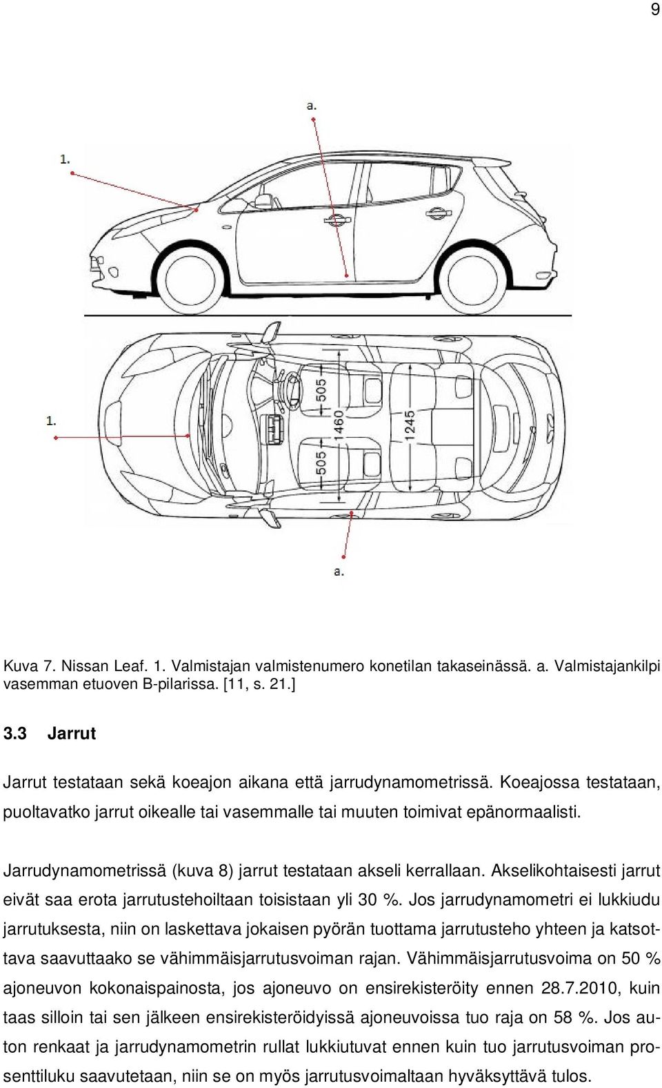 Jarrudynamometrissä (kuva 8) jarrut testataan akseli kerrallaan. Akselikohtaisesti jarrut eivät saa erota jarrutustehoiltaan toisistaan yli 30 %.