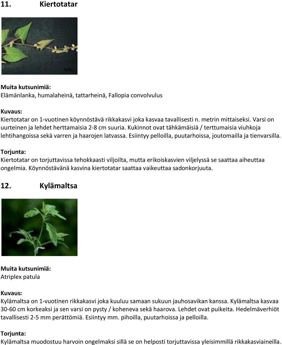 Esiintyy pelloilla, puutarhoissa, joutomailla ja tienvarsilla. Kiertotatar on torjuttavissa tehokkaasti viljoilta, mutta erikoiskasvien viljelyssä se saattaa aiheuttaa ongelmia.