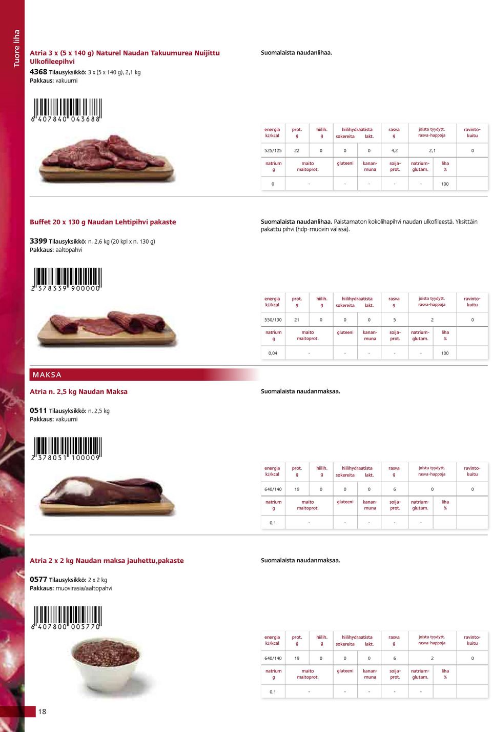 Paistamaton kokopihvi naudan ulkofileestä. Yksittäin pakattu pihvi (hdpmuovin välissä). '!37B=3C"MDDDDD! eneria 55/13 21 5 2 luteeni lutam.,4 1 MAKSA Atria n.