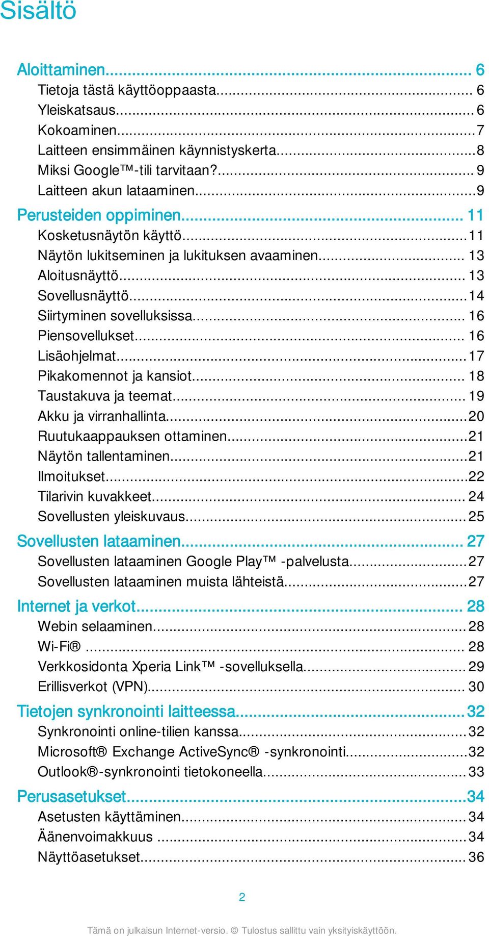 .. 16 Lisäohjelmat...17 Pikakomennot ja kansiot... 18 Taustakuva ja teemat... 19 Akku ja virranhallinta...20 Ruutukaappauksen ottaminen...21 Näytön tallentaminen...21 Ilmoitukset.