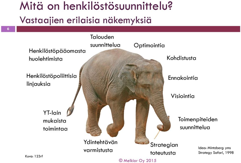 Optimointia Kohdistusta Henkilöstöpoliittisia linjauksia Ennakointia Visiointia YT-lain