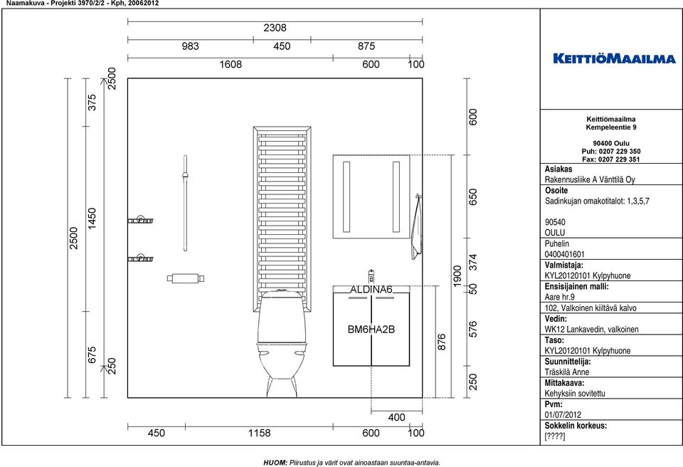 1900 250 576 50 374 650 600 KYL20120101 Kylpyhuone Aare hr.