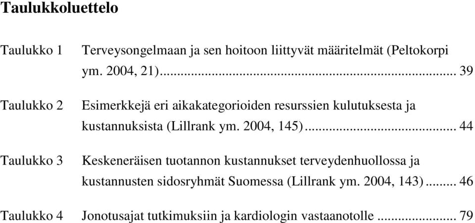 .. 39 Esimerkkejä eri aikakategorioiden resurssien kulutuksesta ja kustannuksista (Lillrank ym. 2004, 145).