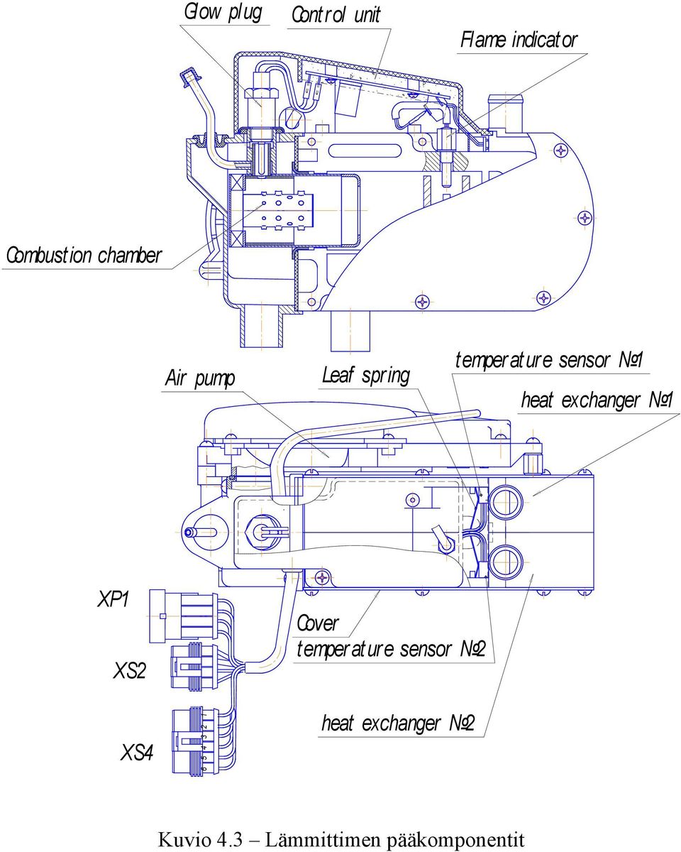 sensor 1 heat exchanger 1 ХР1 XS2 XS4 Cover temperature