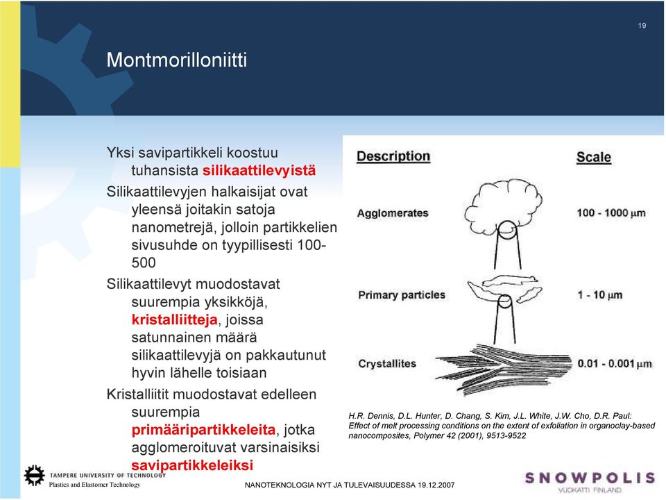 hyvin lähelle toisiaan Kristalliitit muodostavat edelleen suurempia primääripartikkeleita, jotka agglomeroituvat varsinaisiksi savipartikkeleiksi H.R. Dennis, D.L.