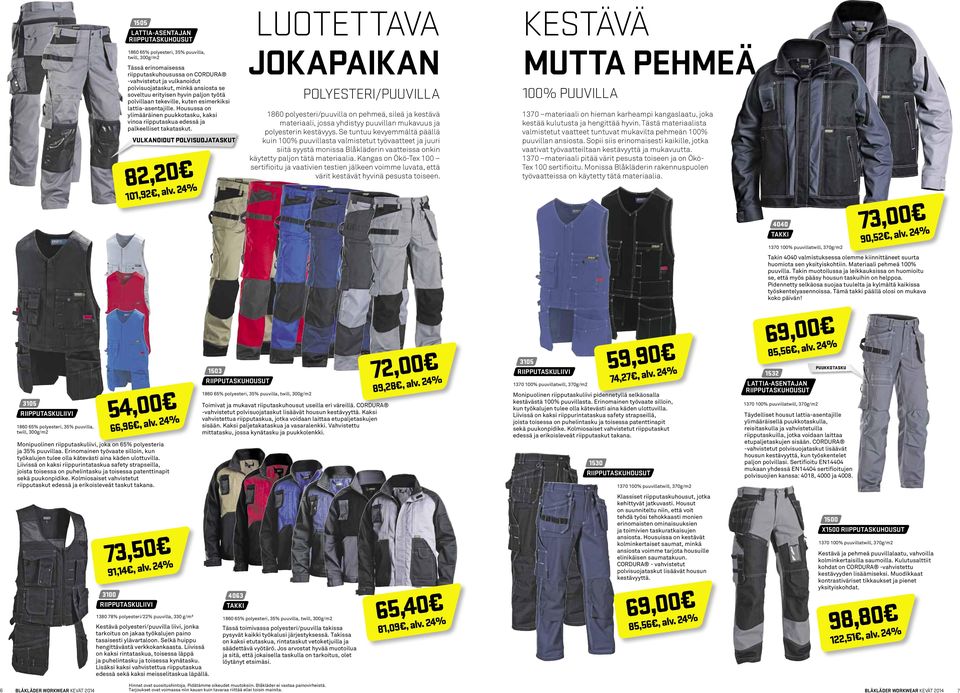 Housussa on ylimääräinen puukkotasku, kaksi vinoa riipputaskua edessä ja palkeelliset takataskut. VULKANOIDUT POLVISUOJATASKUT 82,20 101,92, alv.