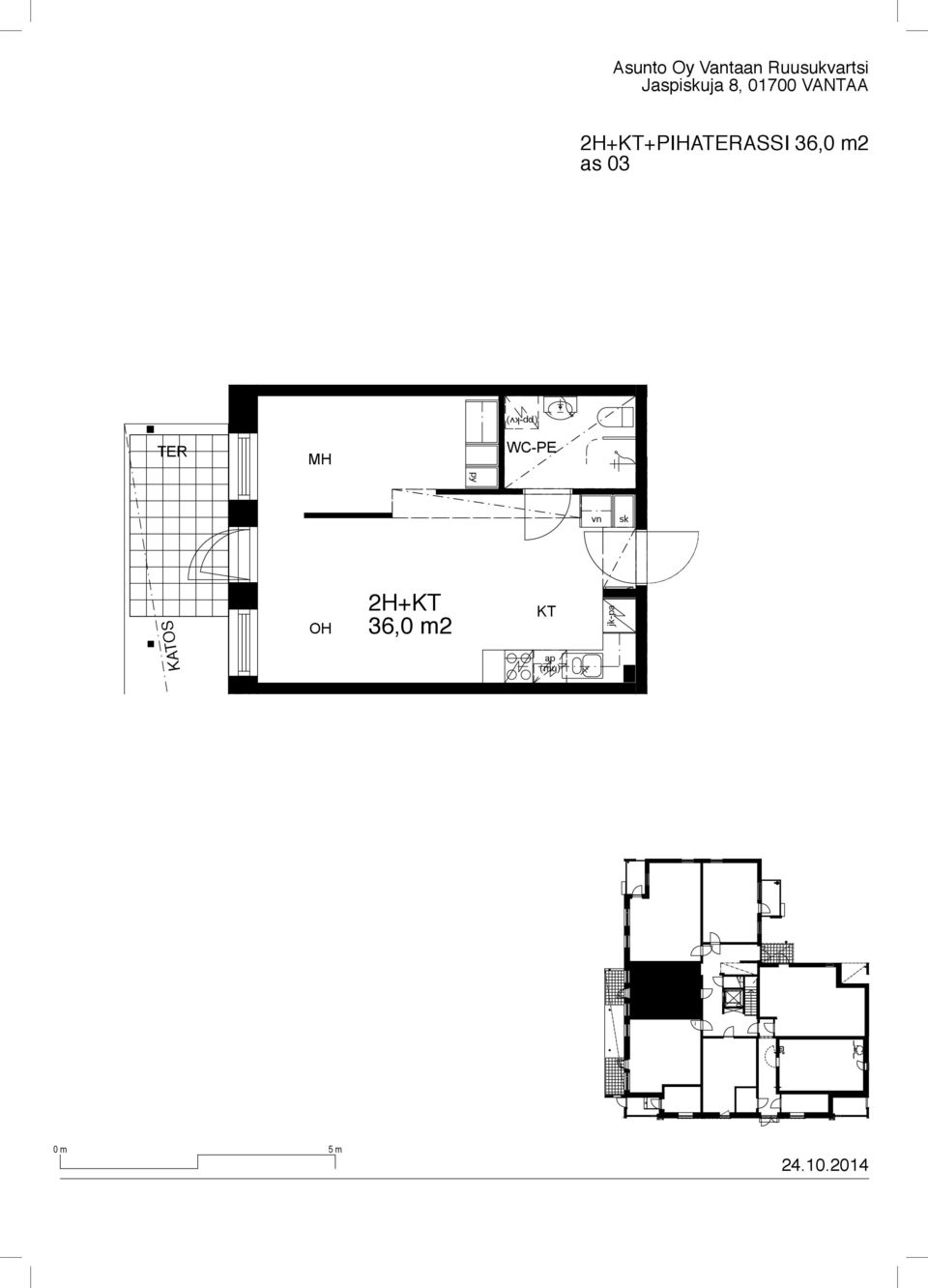 VANTAA 2H++PIHATERAI 36,0 m2 as