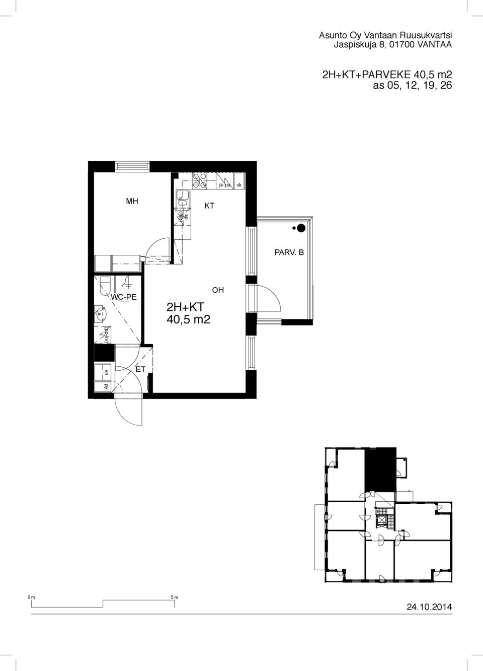 2H++PARVEKE 40,5 m2 as 05, 12, 19,